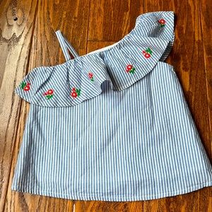 Janie and Jack Ruffle One Shoulder Shirt- Size 3